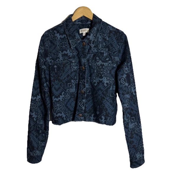 Shyanne Jacket Women L Blue Cropped Denim Western Rodeo Bandana Sz Large - Picture 1 of 5